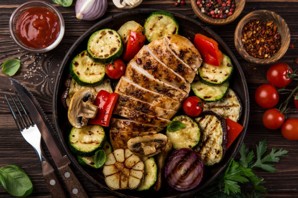 istock grilled chicken breast and vegetables 1314786553