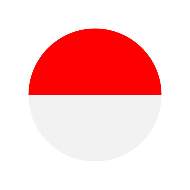 インドネシア - 旗アイコン ベクトルイラスト - ラウンド - インドネシア国旗点のイラスト素材／クリップアート素材／マンガ素材／アイコン素材