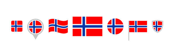 illustrations, cliparts, dessins animés et icônes de ensemble vectoriel d’icône de drapeau de la norvège - norwegian flag norway flag freedom