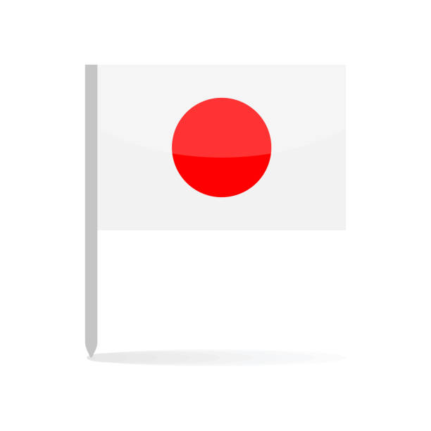 ilustraciones, imágenes clip art, dibujos animados e iconos de stock de japón - ilustración vectorial icono de la bandera - pin de la bandera - japanese flag japan flag white