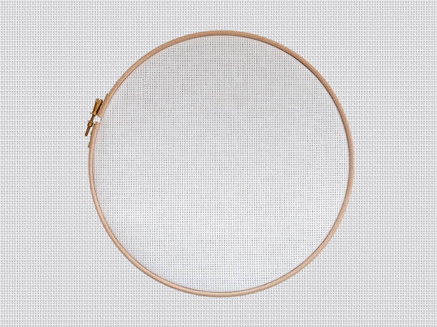 istock Sewing Ring Top View, Cross Stitch Textile Background, Clipping path included 1314791371