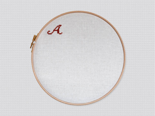 istock Sewing Ring Top View, Cross Stitch Textile Background, Clipping path included 1314791376