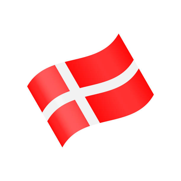dänemark - flagge icon vektor illustration - welle - danish flag stock-grafiken, -clipart, -cartoons und -symbole
