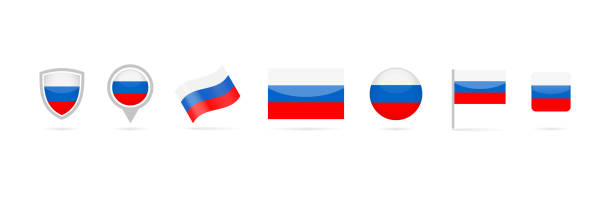 Russia Flag Icon Vector Set Russia Flag Icon Vector Set russia flag stock illustrations