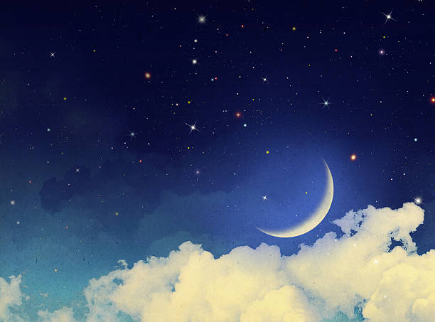 istock Moon and stars with some clouds at night 131479991