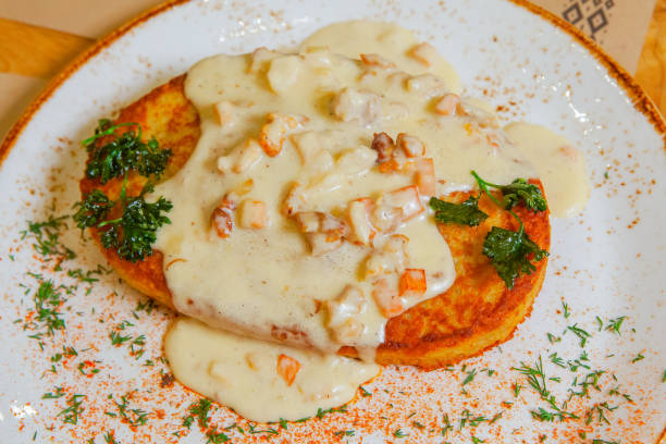 istock potato pancakes with sauce nicely served 1314801768