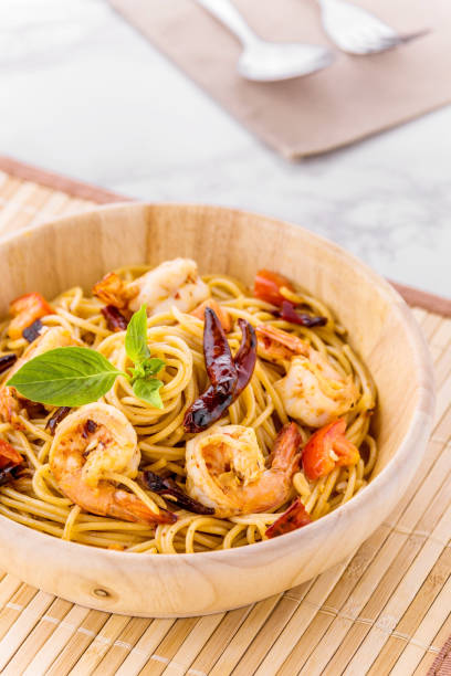istock Spaghetti Spicy Dried Chilly with Shrimp 1314801803