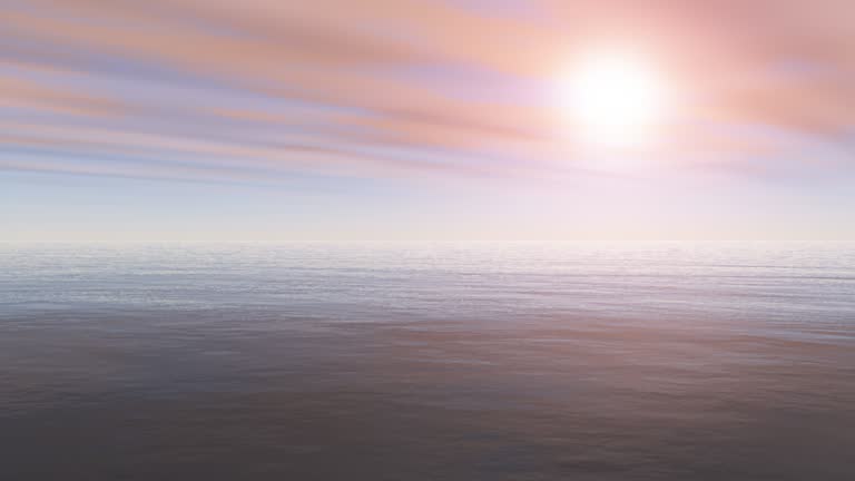 Cloud timelapse over the sea with blue and pink sky