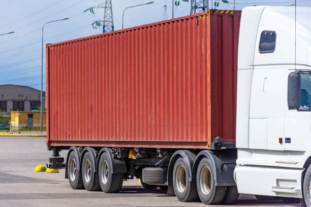 istock Truck transportation, container cargo working for import export logistic industrial. 1314804833