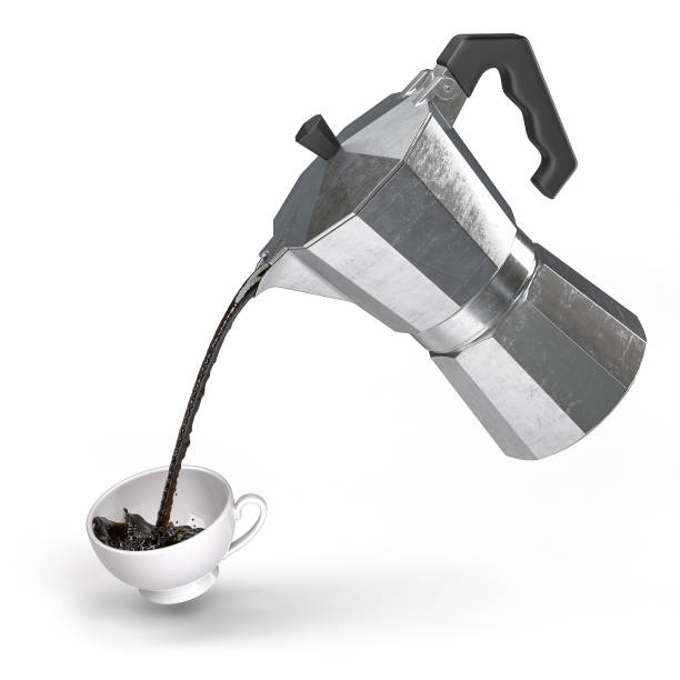 istock traditional metal mocha from which coffee 1314807176