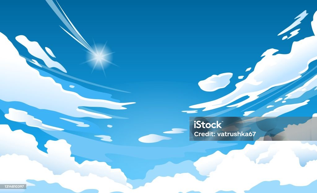 Bầu Trời Anime Mây Trong Thiên Đường Xanh Trong Ngày Hè Đầy Nắng Thiên  Nhiên Đẹp Mây Cảnh Buổi Sáng Với Hình Nền Vector Sao Rơi Nền Hình minh họa  Sẵn có -
