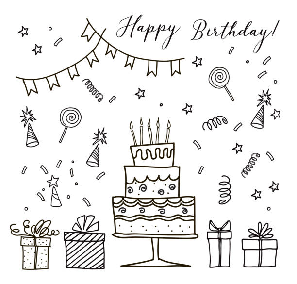 2,100+ Birthday Cake Outline Drawing Stock Illustrations, Royalty-Free ...