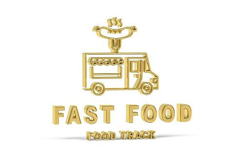Golden 3d food track icon isolated on white background - 3d render