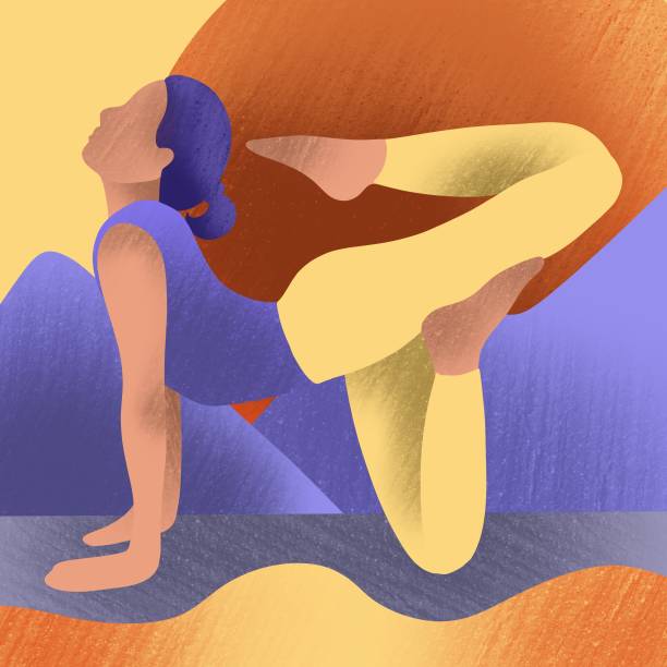 istock Hand drawing textured yoga pose woman. Isolated on white yellow blue illustration. Trendy colors. For banner, web, print, booklet, flyers, card, poster 1314815529