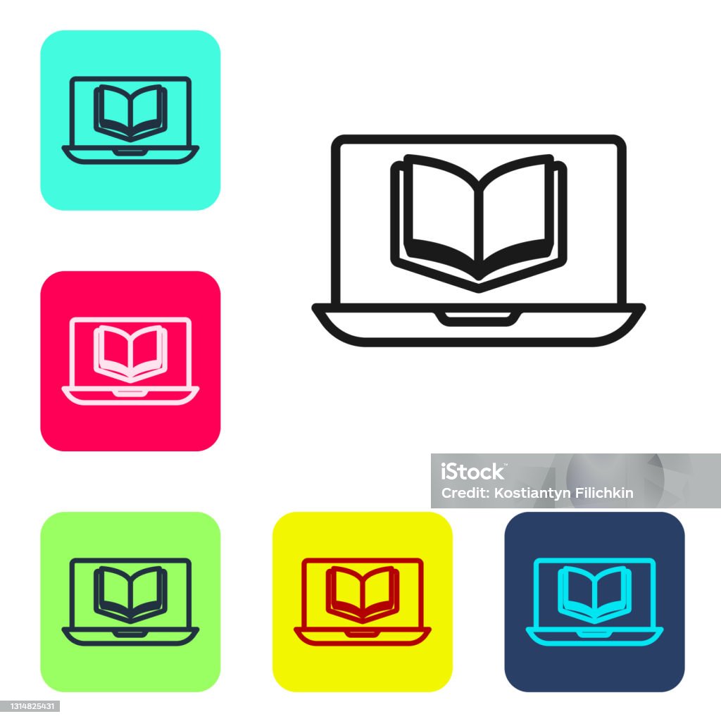 Black Line Online Class Icon Isolated On White Background Online Education  Concept Set Icons In Color Square Buttons Vector Stock Illustration -  Download Image Now - iStock