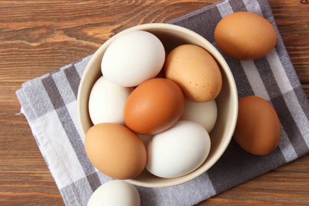 istock chicken eggs on the table. Farm products, natural eggs. 1314825447