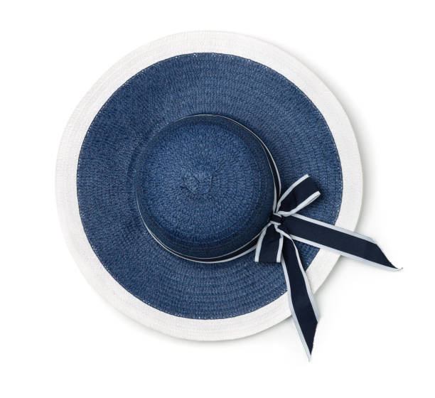 istock Top view of  blue summer straw hat 1314825532