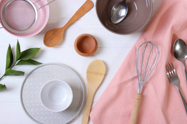 istock Set of dishes and kitchen utensils top view. 1314829270