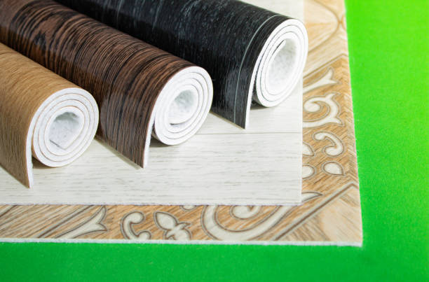 istock Linoleum. Three rolls of linoleum on a white background. 1314830443