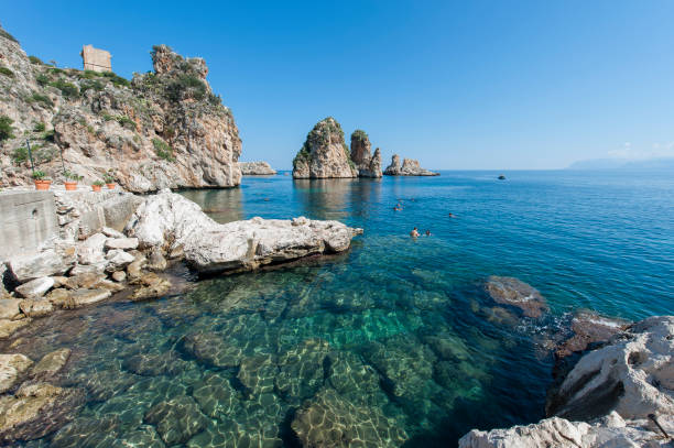 Scopello on Sicily. View at the ocean from the Tonnare di Scopello.