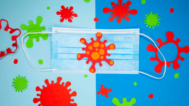 istock Medical mask against various types of viruses, microorganisms and bacteria. 1314831165