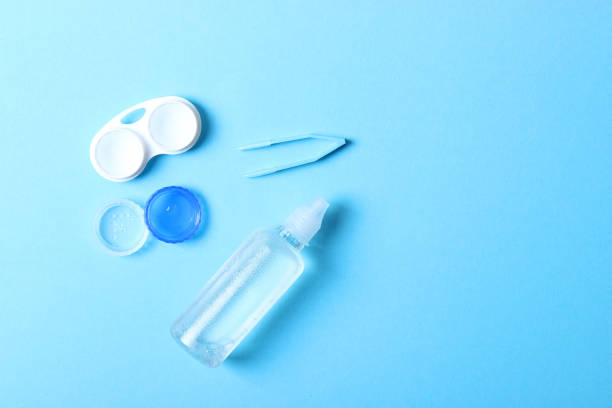 istock Lenses for vision correction and accessories for lenses on a colored background, 1314831781