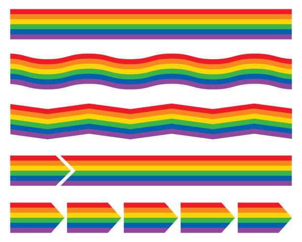 Rainbow Striped Banners Vector illustration of rainbow striped banners. marriage equality stock illustrations