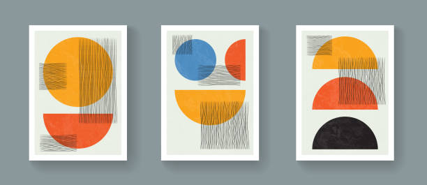 istock Set of abstract minimalist geometric posters. Mid-Century Modern Contemporary Art Vector Design. Bohemian style illustration with shapes. 1314838571