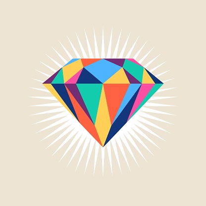 Vector illustration of multicoored shiny diamond