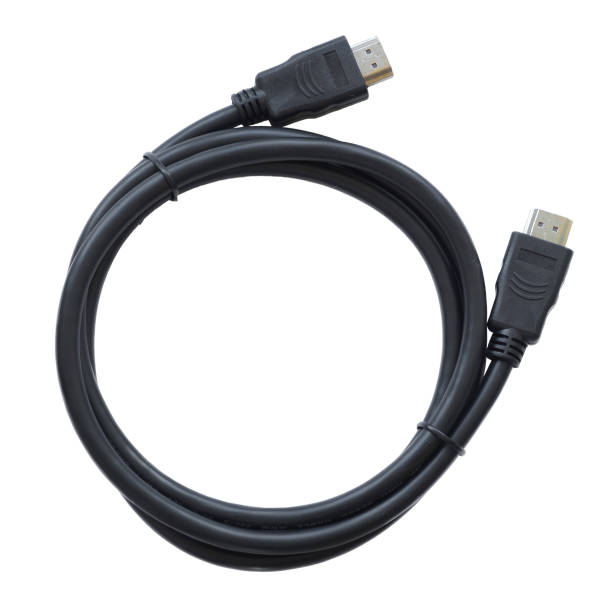 connecting hdmi cable isolated white background. tech, electronic, computer, communication cable. - home addition audio imagens e fotografias de stock