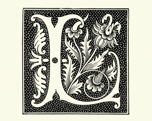 ilustraciones, imágenes clip art, dibujos animados e iconos de stock de carta mayúscula ornamentada l, intial - text ornate pattern medieval illuminated letter