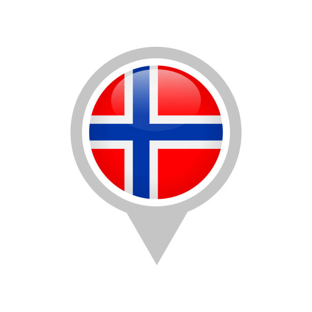 illustrazioni stock, clip art, cartoni animati e icone di tendenza di norvegia - illustrazione vettoriale icona bandiera - pin - norwegian flag norway flag freedom