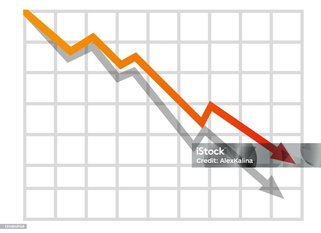 Graph With Decrease Report Diagram With Recession And Bankruptcy ...