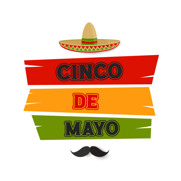 ilustraciones, imágenes clip art, dibujos animados e iconos de stock de cinco de mayo card, banner with sombrero. vector - mexican culture cinco de mayo backgrounds sombrero