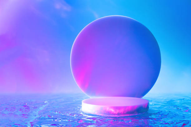 istock empty scene with cylinder podium on holographic neon colored background 1314854189