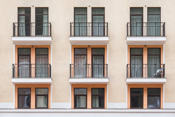 Balconies and windows of the new apartment house.