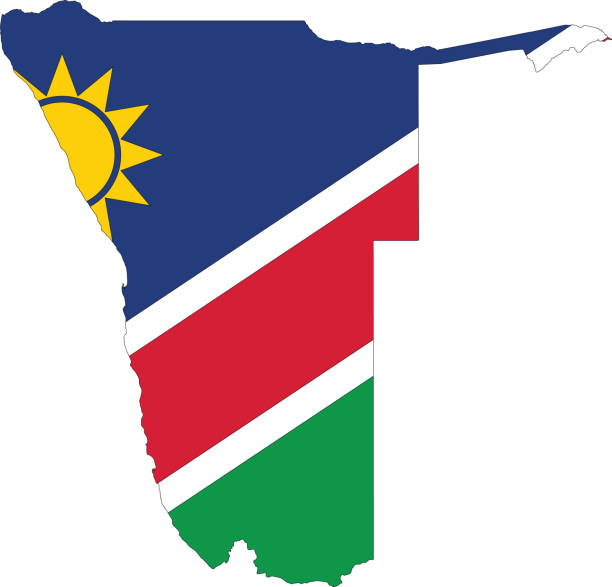 ilustrações, clipart, desenhos animados e ícones de mapa da bandeira da república da namíbia - map namibia vector travel locations