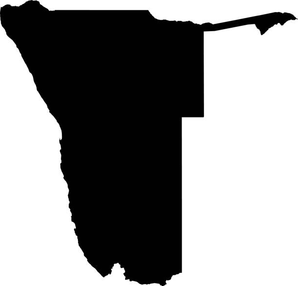 ナミビア共和国の黒地図 - map namibia vector travel locations点のイラスト素材／クリップアート素材／マンガ素材／アイコン素材