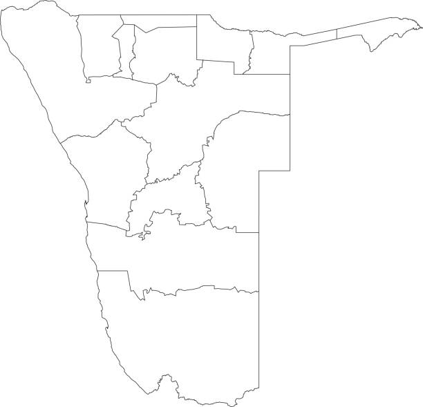 ナミビアの白地図 - map namibia vector travel locations点のイラスト素材／クリップアート素材／マンガ素材／アイコン素材