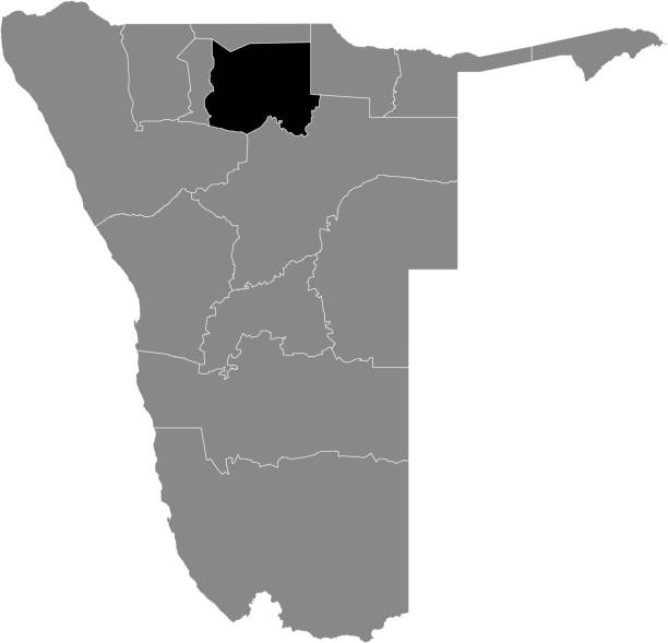 ilustrações, clipart, desenhos animados e ícones de mapa de localização da região de oshikoto na namíbia - map namibia vector travel locations