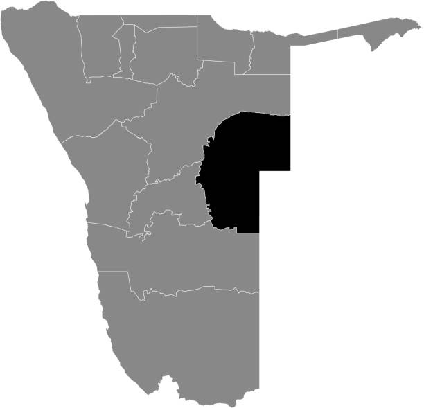 ilustrações, clipart, desenhos animados e ícones de mapa de localização da região de omaheke na namíbia - map namibia vector travel locations
