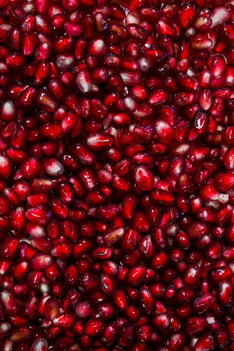 Pomegranate seeds macro close up