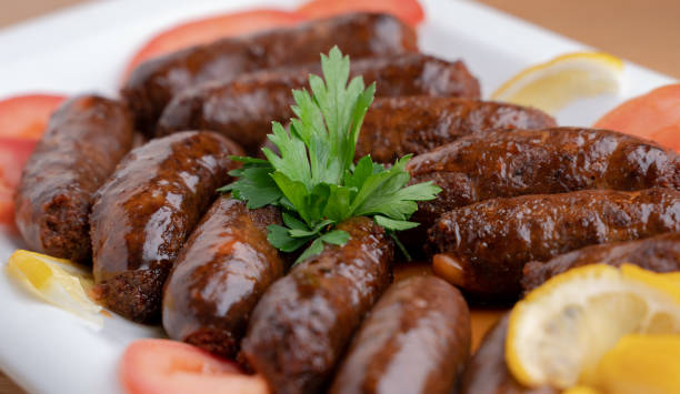 istock Traditional Lebanese Style Sausage makanek. Cold appetizer 1314862998