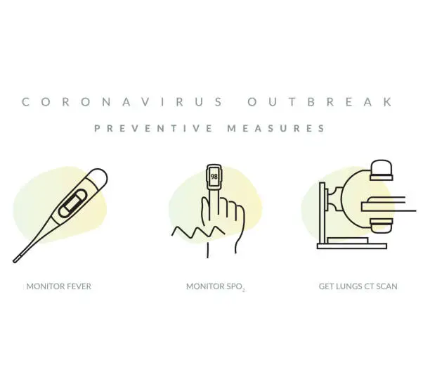 Vector illustration of Coronavirus Pandemic - Monitor Health Parameters - Icon