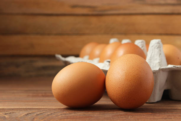 istock chicken eggs on the table. Farm products, natural eggs. 1314864231