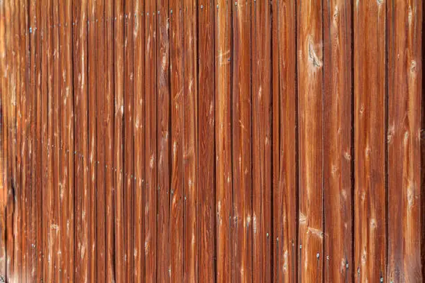 Aged stained wooden wall in a vanishing point