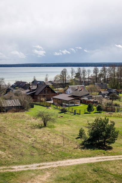 istock Village by the lake 1314876422