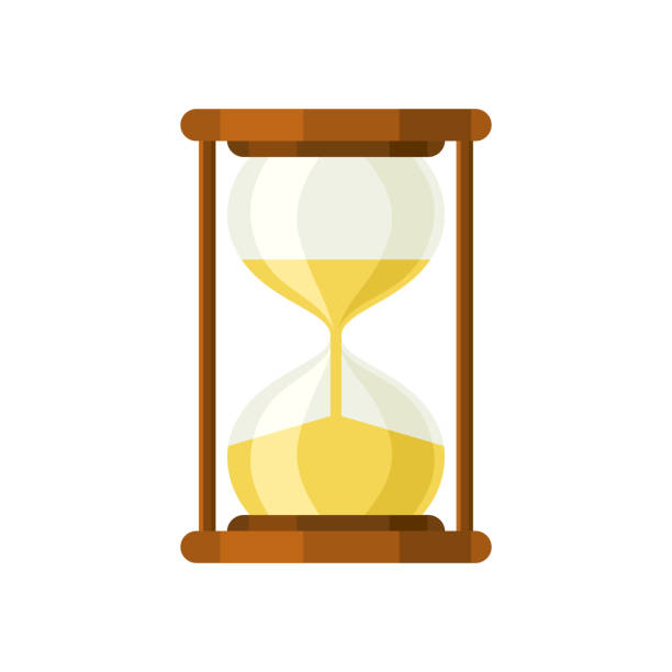 песочные часы ретро изолированные красочные плоские значок вектор - clock face old time number 2 stock illustrations