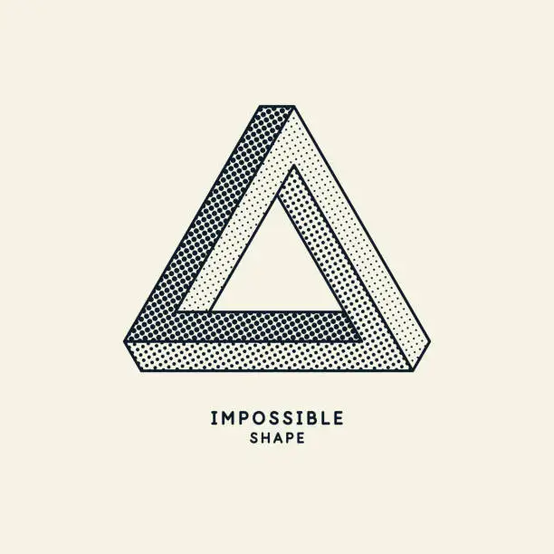 Vector illustration of Impossible geometric shape. The Penrose triangle. Isolated 3d shape. A graphic element for your design.