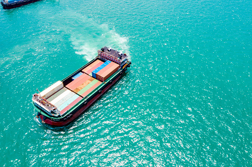 aerial view of Cargo ship